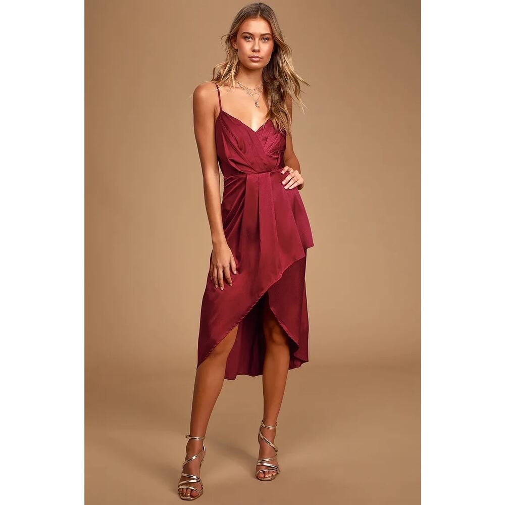 Lulus Burgandy Satin Dress